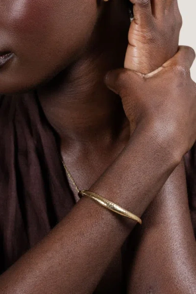 Dower & Hall Nomad Hammered Cuff Bangle In Gold