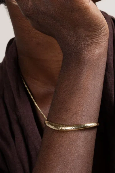 Dower & Hall Nomad Hammered Cuff Bangle In Gold