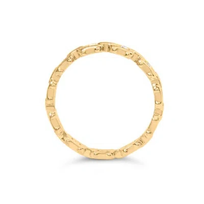 Haus Of Brilliance 10k Yellow Gold 1/10 Cttw Paperclip Style Link Band Ring