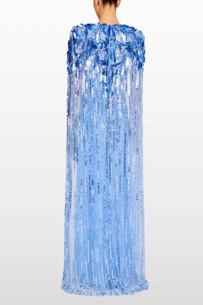 Jenny Packham Goldfinger Sequin-embellished Maxi Dress In Blue