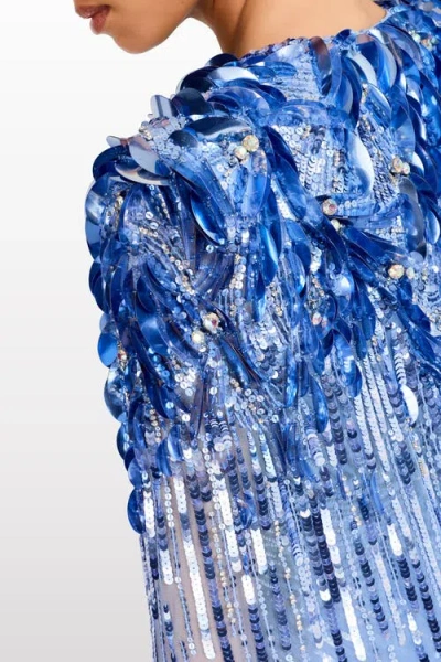 Jenny Packham Goldfinger Sequin-embellished Maxi Dress In Blue