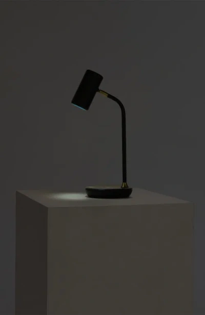 Brightech Ezra 16.5" Modern Led Reading Table Lamp With Built-in Wireless Charging Pad In Black