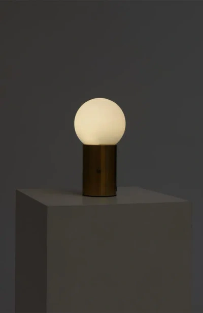 Brightech Kai 11" Modern Frosted Glass Orb Table Lamp With Usb Charging Port And Built-in 3-way Dimm In Gold