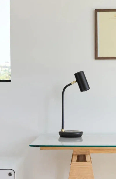Brightech Ezra 16.5" Modern Led Reading Table Lamp With Built-in Wireless Charging Pad In Black