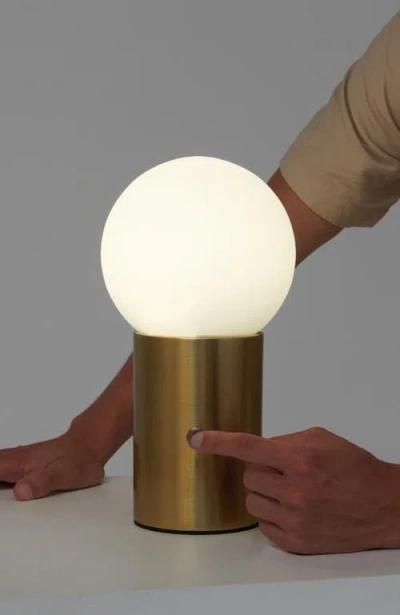 Brightech Kai 11" Modern Frosted Glass Orb Table Lamp With Usb Charging Port And Built-in 3-way Dimm In Gold