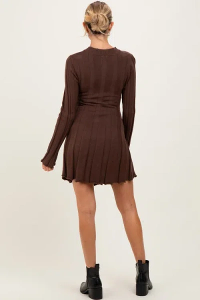 Pinkblush Wide Rib Maternity Mini Dress In Brown