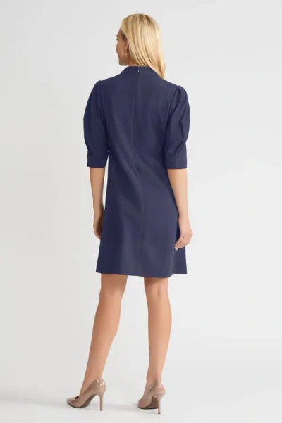 Ming Wang A-line Stretch Deco Crepe Knee Length Dress In Purple