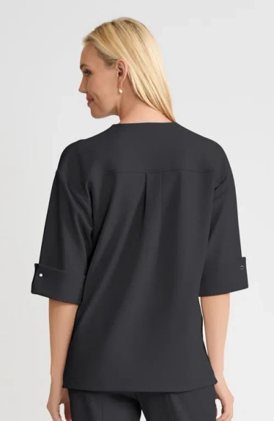 Ming Wang Heritage Tonal Stretch Deco Crepe Jacket In Black