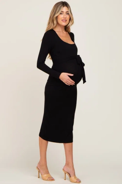 Pinkblush Basic Square Neck Midi Dress In Black