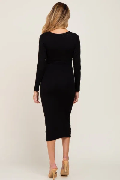 Pinkblush Basic Square Neck Midi Dress In Black