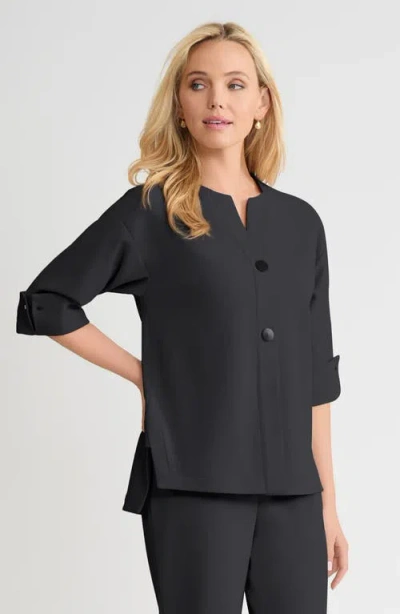 Ming Wang Heritage Tonal Stretch Deco Crepe Jacket In Black