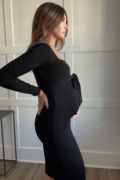 Pinkblush Basic Square Neck Midi Dress In Black