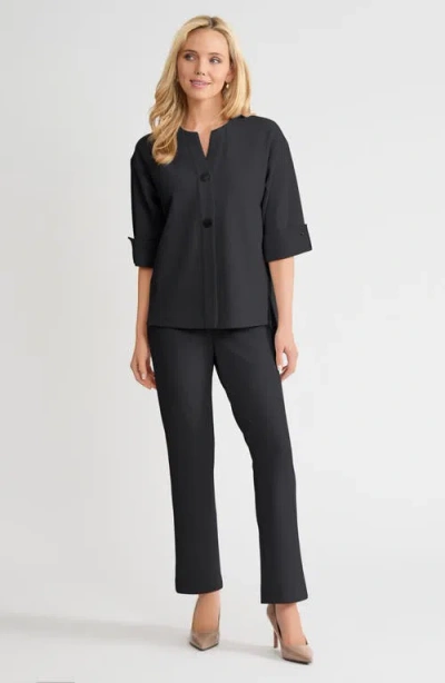 Ming Wang Heritage Tonal Stretch Deco Crepe Jacket In Black