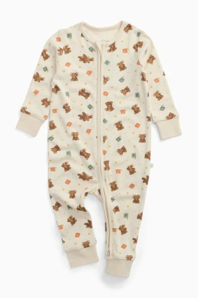 Mori Teddy Bear Two Way Zip-up Romper In Multi