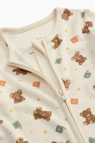Mori Teddy Bear Two Way Zip-up Romper In Multi