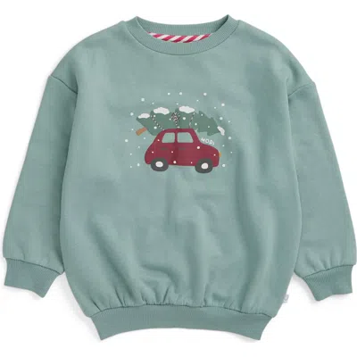 Mori Snowy Car Sweatshirt In Green
