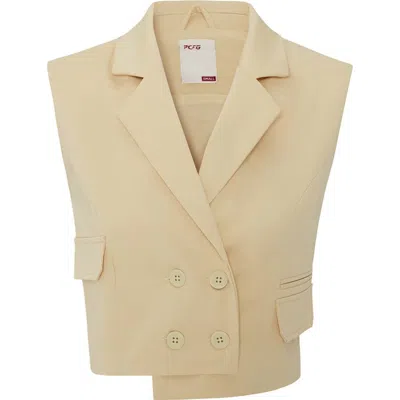 Pcfg Cotton Woven Crop Vest In Neutral