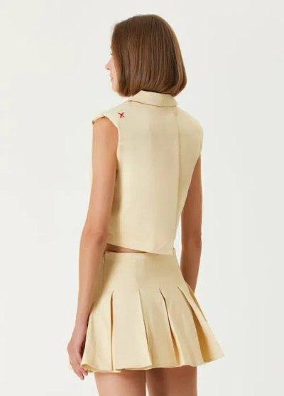 Pcfg Cotton Woven Crop Vest In Neutral