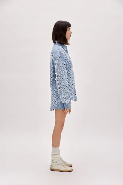 Pcfg Perforated Denim Shirt In Blue