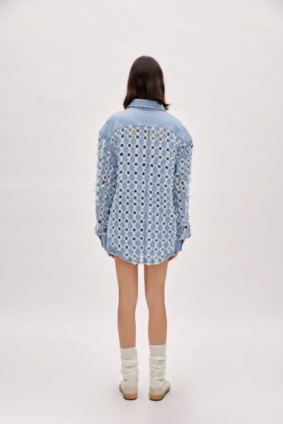 Pcfg Perforated Denim Shirt In Blue