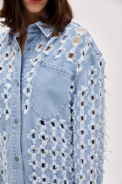 Pcfg Perforated Denim Shirt In Blue