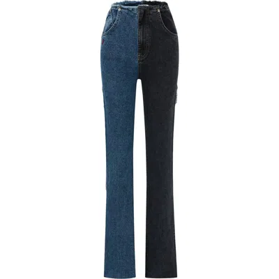 Pcfg Two Color Block Denim Pant In Blue