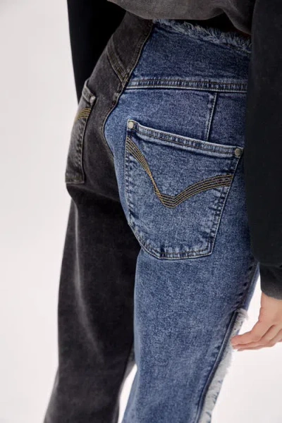 Pcfg Two Color Block Denim Pant In Blue