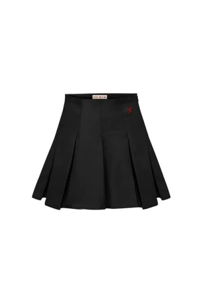 Pcfg Cotton Pleated Skirt In Black