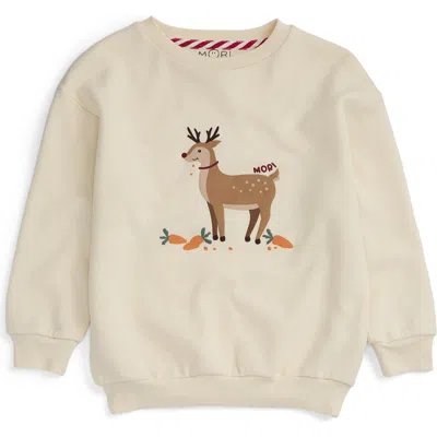 Mori Reindeer Print Sweater In Neutral