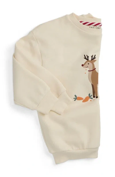 Mori Reindeer Print Sweater In Neutral