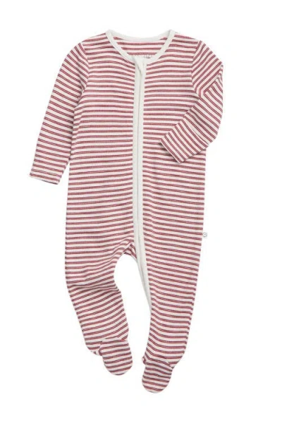 Mori Stripe Two Way Zip-up Sleepsuit In Red