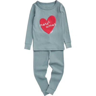 Mori More Amor Placement Ribbed Pyjamas In Blue
