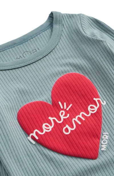 Mori More Amor Placement Ribbed Pyjamas In Blue