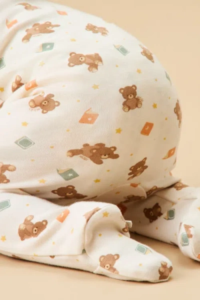 Mori Teddy Bear Two Way Zip-up Sleepsuit In Neutral