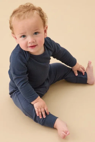 Mori Ribbed Comfy Joggers In Blue