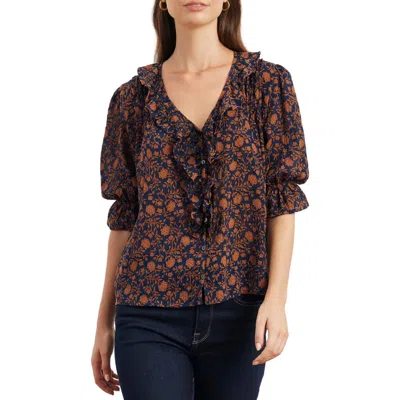 Paneros Clothing Chloe Cotton Ruffle Shirt In Multi