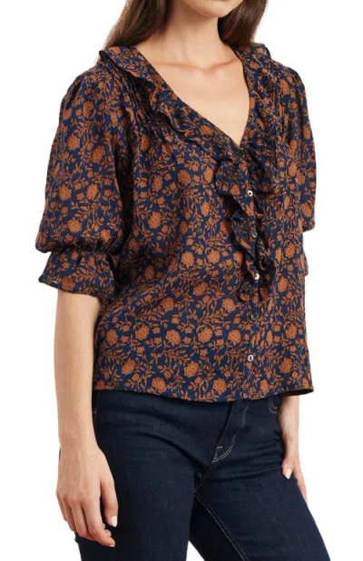 Paneros Clothing Chloe Cotton Ruffle Shirt In Multi