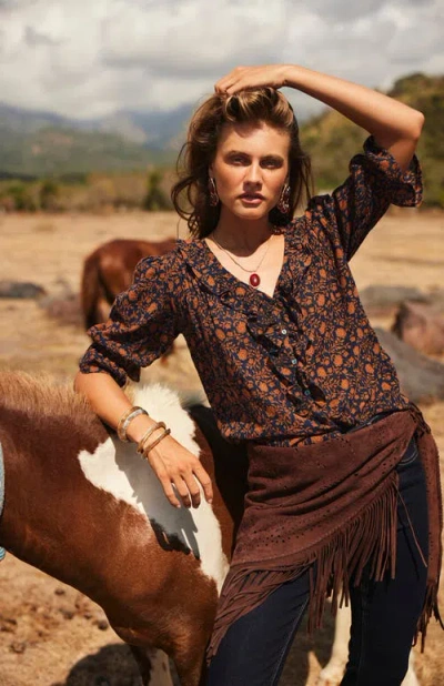 Paneros Clothing Chloe Cotton Ruffle Shirt In Multi