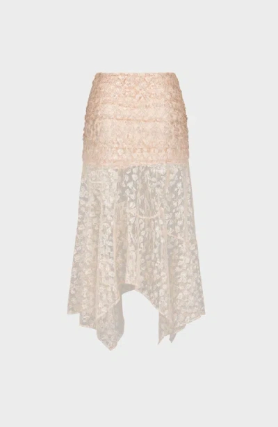 Saemdi Metallic Lace Skirt In Nude