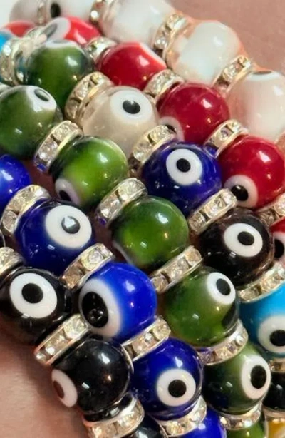 Humanist Beauty Evil Eye Beaded Bracelet In Multi