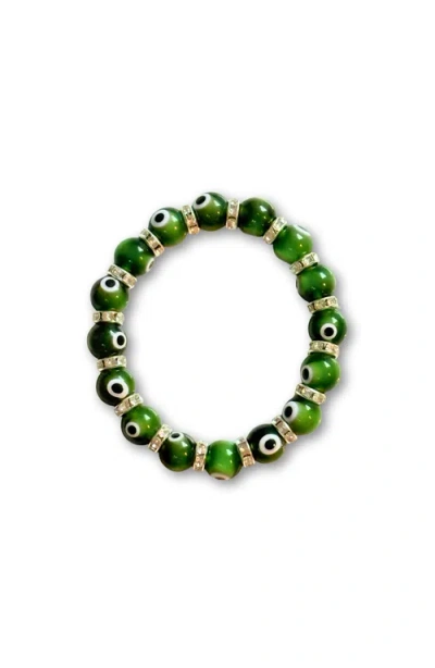 Humanist Beauty Evil Eye Beaded Bracelet In Green