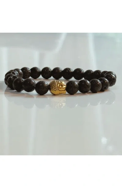 Humanist Beauty Buddha Crystal Beaded Bracelet In Black