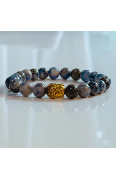 Humanist Beauty Buddha Crystal Beaded Bracelet In Blue