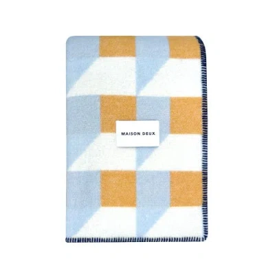Maison Deux Cubics Blanket In Blue