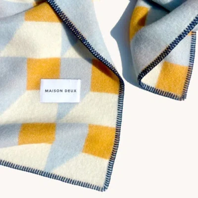 Maison Deux Cubics Blanket In Blue