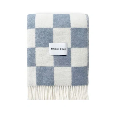 Maison Deux Checkerboard Blanket In Blue