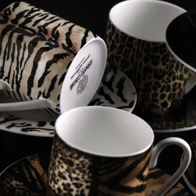 Cavalli 6pcs Coffee Cup & Saucer With Luxury Box In Brown