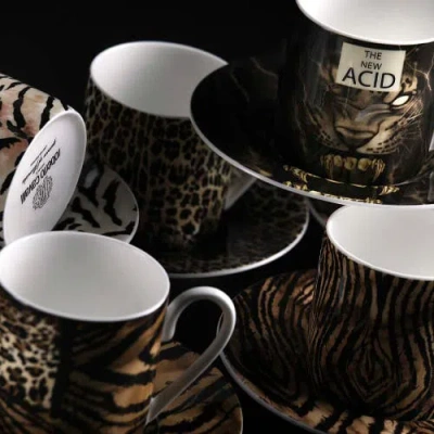 Cavalli 6pcs Coffee Cup & Saucer With Luxury Box In Brown