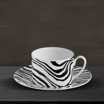 Cavalli Tea Cup & Saucer With Luxury Box In Black