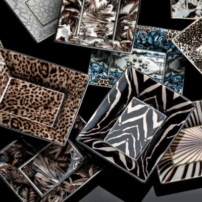 Cavalli Large Rectangular Tray In Brown